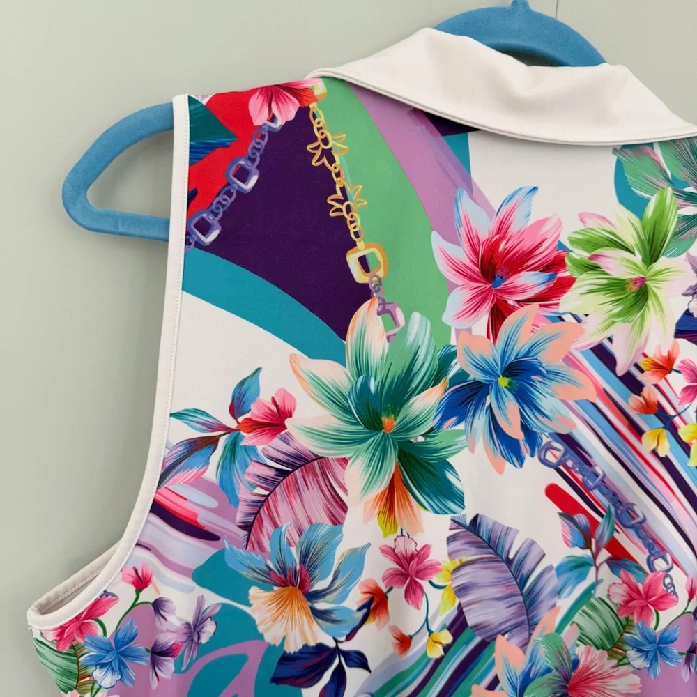 BOSTON PROPER B-Active Printed Polo Sport Top Style 2CM4990 - Picture 4 of 7